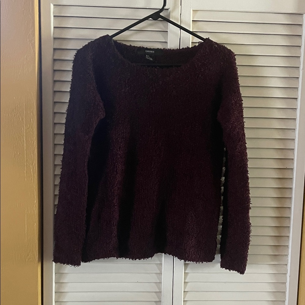 Forever 21 Deep Burgundy Crew Neck Sweater